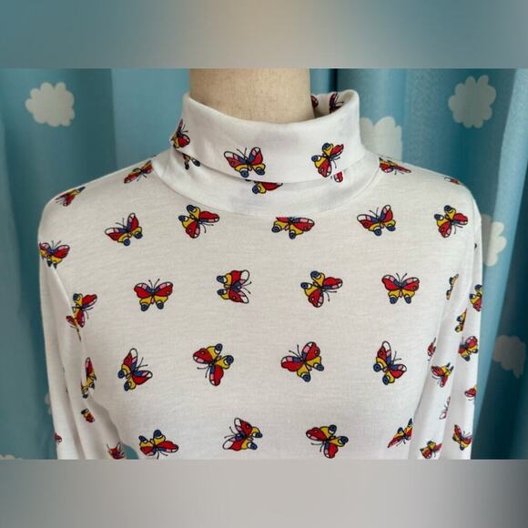 NOS vintage 80s butterfly turtleneck. S - Picture 6 of 7